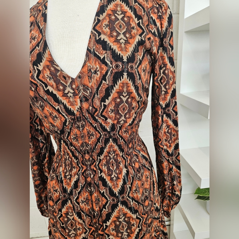 Ikat Dress With Metallic Thread - Picture 3 of 16